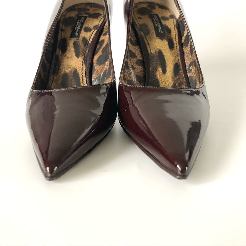 Dolce & Gabbana Burgundy Patent Pointed Toe Stiletto Heel Pumps Size 39/9 - Picture 6 of 11